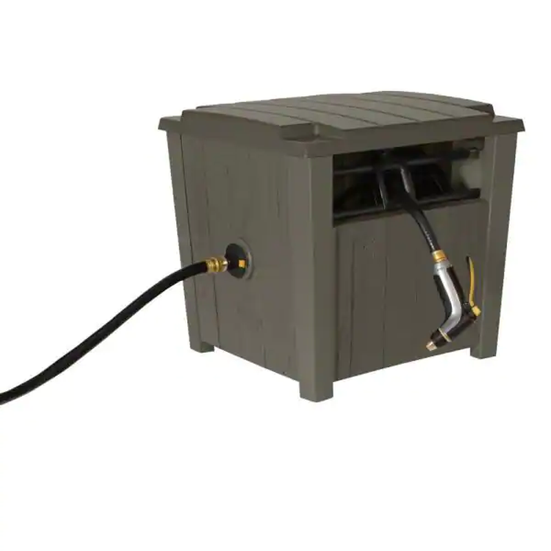 Farmhouse Hideaway Hose Reel Box Rust-Proof Leak-Free Decorative Storage NEW