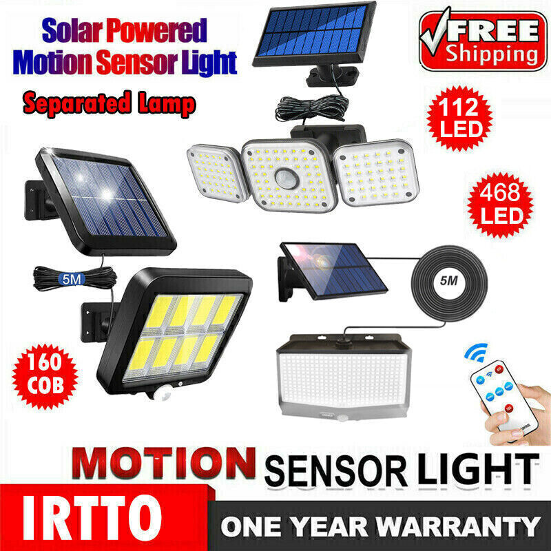 Solar Panel Split PIR Motion Sensor Lights 468LED 25000LM Waterproof with Remote