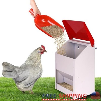 Galvanized Wall Mount Chicken Feeder No Waste Automatic Poultry Food Dispenser