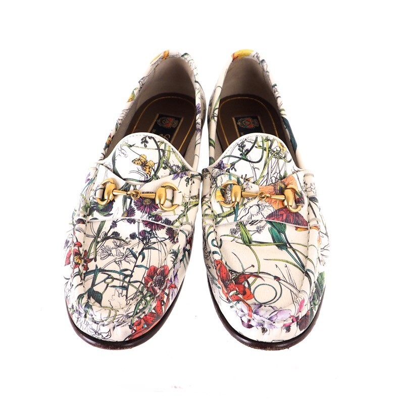 Vintage Gucci 35 1/2 Monogram Floral Print Leather