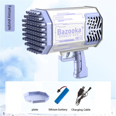 69 Holes Bazooka Bubble Gun Automatic Bubble Machine Soap Water Colorful Light