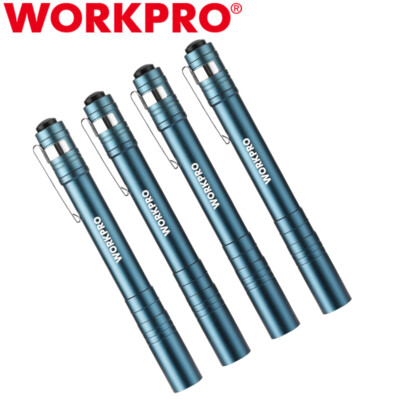 WORKPRO 4PC LED Pen Light Set Aluminum Handheld Pocket Torch Penlight Flashlight