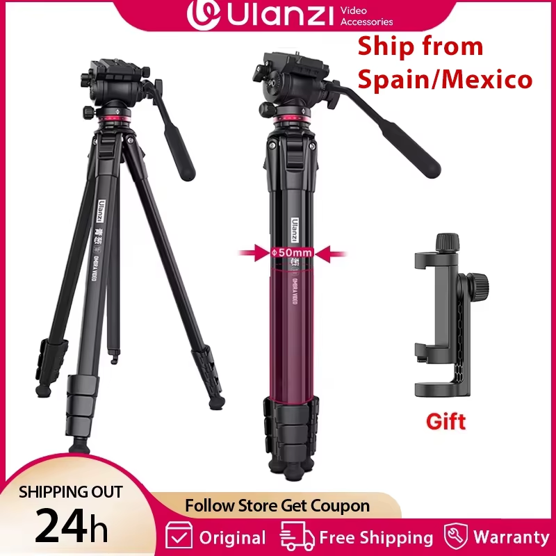 OMBRA 1.6M Video Travel Tripod 360° Panorama Fluid Drag Pan Tripod Max Load 6KG