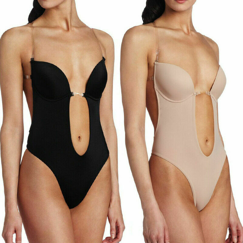 Sexy Backless Full Body Shaper Girdle Push Up Bra Seamless Low Back Big Cleavage eBay