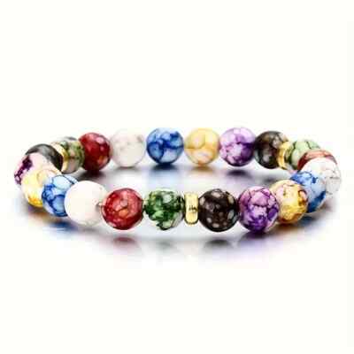 7 Chakra Reiki Healing Stone Bracelet Yoga Balance Energy Imitate Volcanic Stone