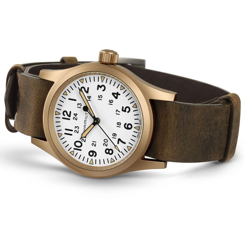 Pre-owned Hamilton Khaki Field 38mm Mechanical Bronze Case Men's Watch H69459510