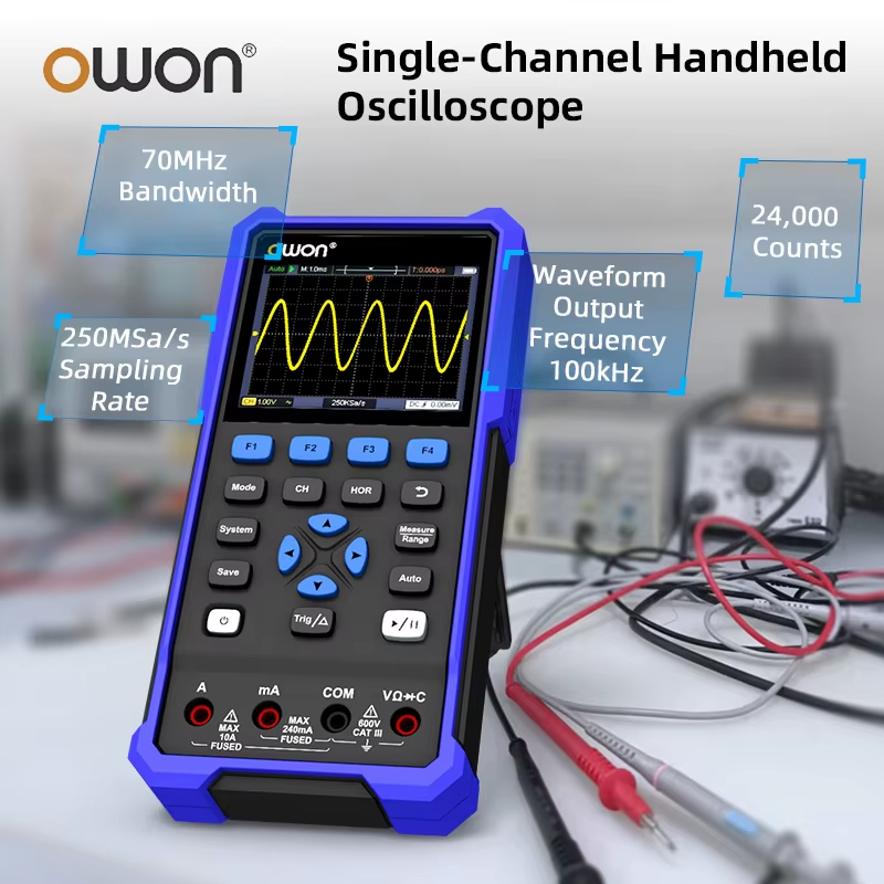 40MHz 70MHz Single Channel Simple 3-in-1 Handheld Digital Oscilloscope 250Msa/s+