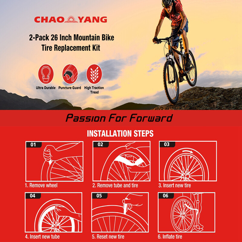 Chao YANG Mountain Bike Tire Replacement Kit 26''&times;1.95Dual Compound 2C-MTB Tires