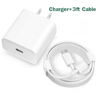 For iPhone 11/12/13 Pro Max/XR/X Fast Charger 20W PD Cable Power Adapter Type-C