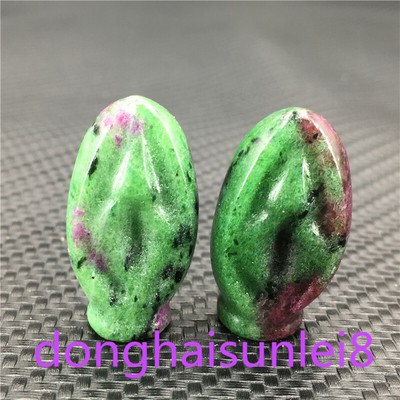 2pcs Natural Carved zoisite mini Source Of Life Quartz Crystal skull Healing