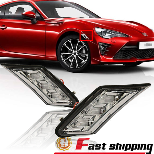 Fit 2013-2020 Toyota Subaru GT86 BRZ FR-S Smoke Lens Bumper Side Marker Lights