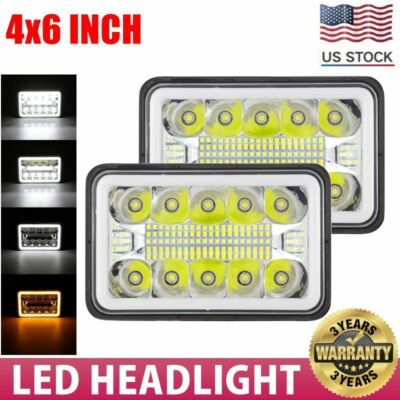 For Chevy W3500 W4500 W5500 4X6'' LED Headlights Hi-Lo Turn Signal DRL Headlamps