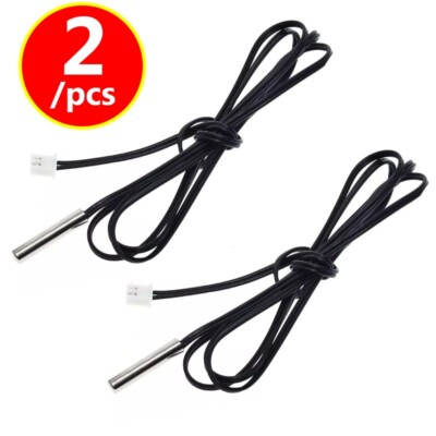 2 x NTC Thermistor Temperature Sensor Probe 10K 1% 3950 Waterproof 1M Length