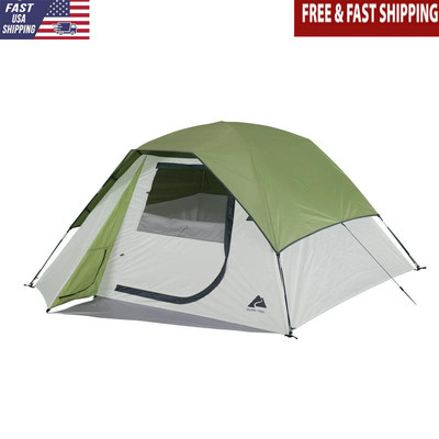 4-Person Dome Camping Tent W/Rain-Fly Awning Sky View Storage & E-Port Green New