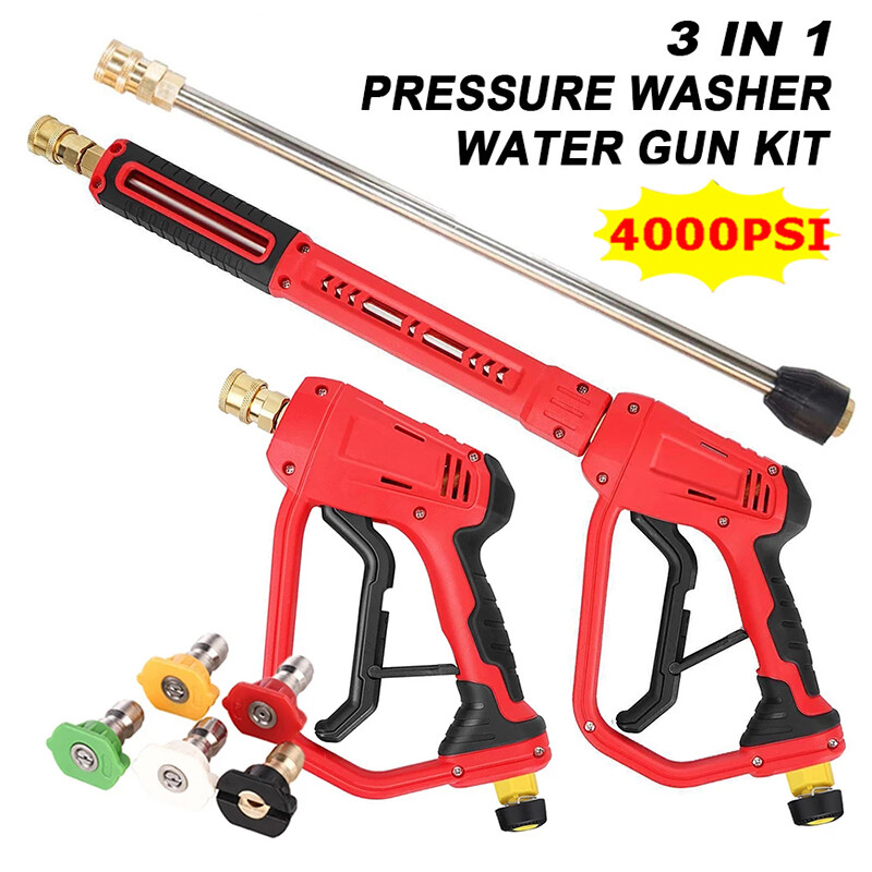 3 in 1 High Pressure 4000PSI Car Power Washer Gun Spray Wand Lance Nozzle Kit
