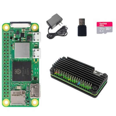 Raspberry Pi Zero 2 W Kit Board Aluminium Case Header Power Supply Micro SD Card
