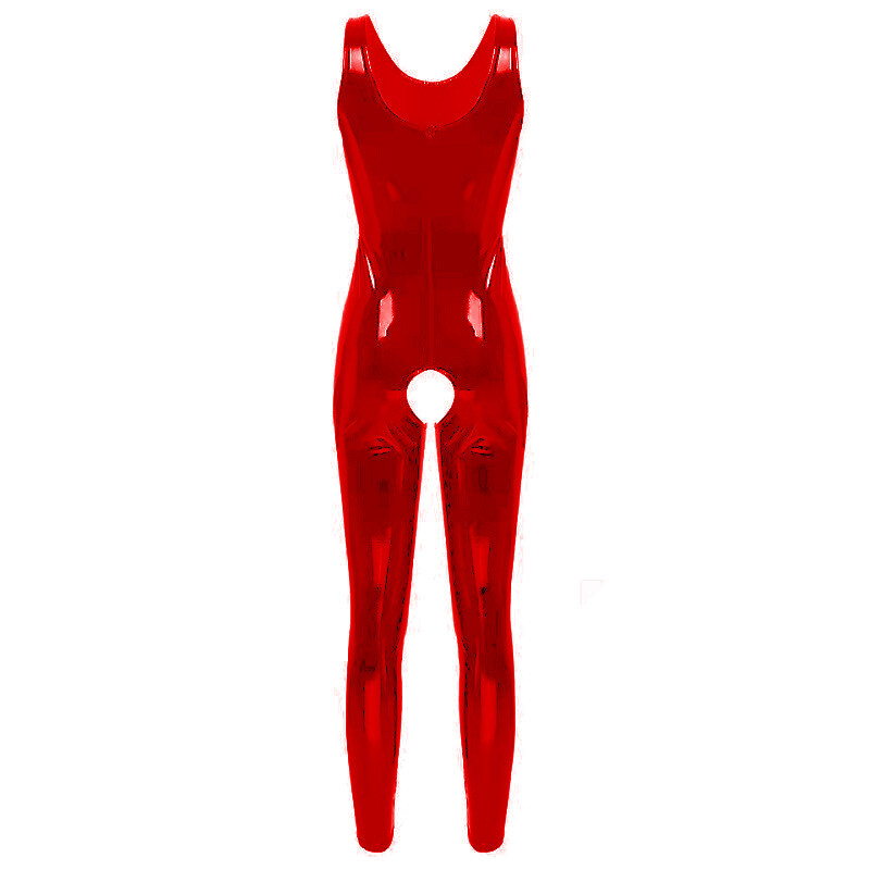 Body In Ecopelle Laccata Per Donna Tuta Lingerie Leotard Crotchless In PVC