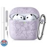 IMIVIO for Airpods 4 Case, Floral Engraved Case for Apple AirPods 4th Generation Cover 2024 Cute for Women Men, Soft Silicone Protective Accessories with Cleaner Kit, Keychain, Sky Blue