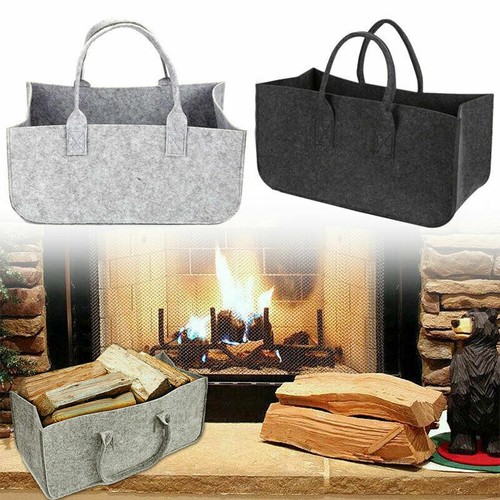 Filz Kaminholz Tasche für Holz Zeitungs Korb Shopper Einkaufs Tragetasche Stoff