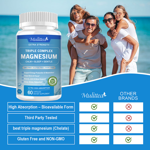 Triple Magnesium Complex 2000mg 60PCS Capsules for Calm+Sleep+Gentle in Stock