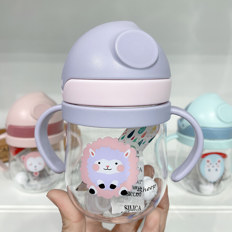 Baby Cups with Straw Bottle Drinking Water Kids Sippy Cup Handle Toddler Feed-uh