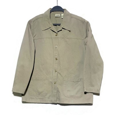 Classic Elements Khaki Utility Jacket Women's Large Cotton Brown With Pockets 