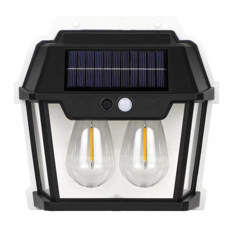 Solar Tungsten Wall Light Outdoor Sconce Motion Sensor Lamp Porch Garage 2 Bulb