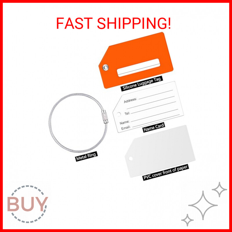 5Pack Initial Silicone Luggage Tag with 10 Name ID Cards Perfect to Quickly Spot