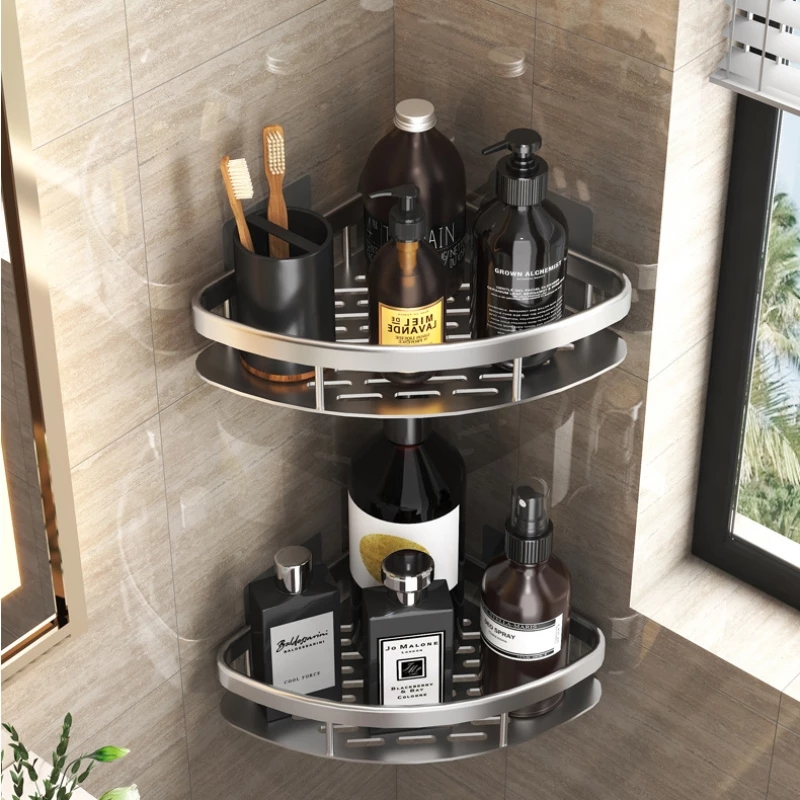 Bathroom Shower Corner Shelf No Drill Wall Storage Rack Holder Shampoo Accessori
