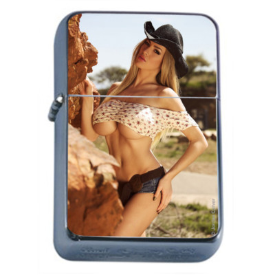 Pin Up Cowgirls D11 Flip Top Oil Lighter Wind Resistant 