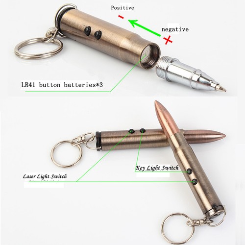 4-in-1 Outdoor Laser Pen Bullet Keychain Light Hammer Ballpoint Torch L20