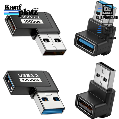 USB Winkelstecker 90 Grad Adapter 3.2 Stecker Auf Buchse 10 Gbps 5V/3A 4 Stück