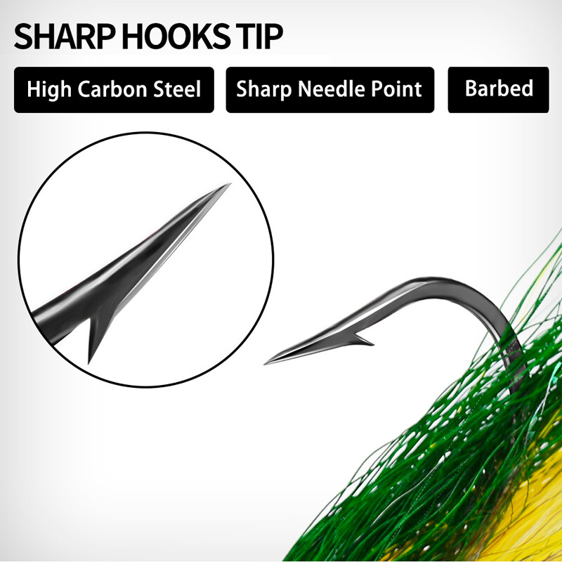 5 Pack Saltwater Bucktail Jigs Head Striper Fluke Bass Teaser Fishing Lure Bait