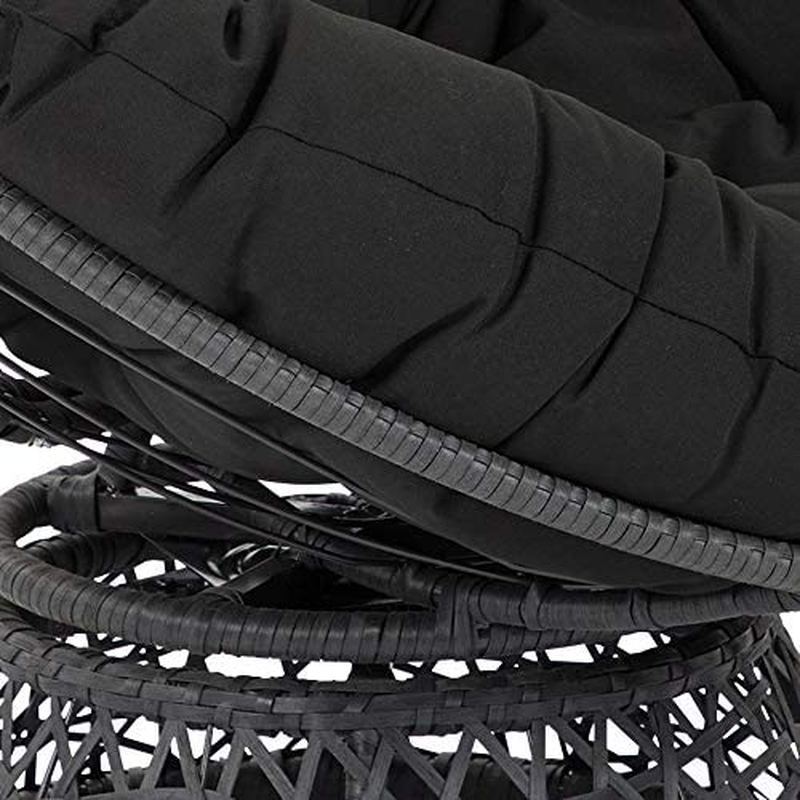 Wicker Papasan Chair with 360-Degree Swivel, 40&rdquo; W X 36&rdquo; D X 35.25&rdquo; H, Grey Fram