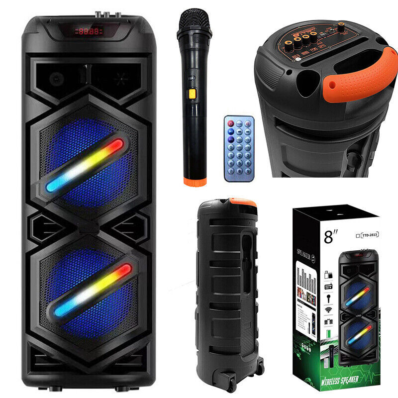 6000W Portable Bluetooth Speaker Dual Sub woofer Heavy Bass Sound System Party