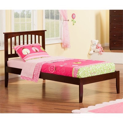 AFI Mission Twin Solid Wood Platform Bed with USB Charger in Walnut