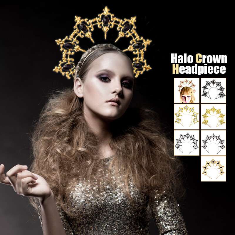 Lolita Golden Angel Crown Headpiece Baroque Alloy Crystal