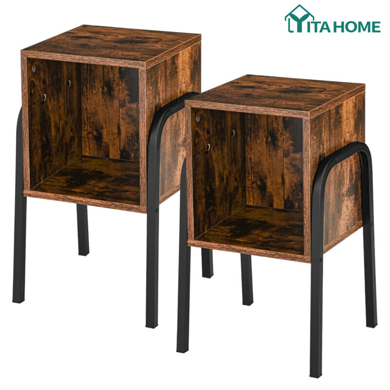 Set of 2 Wood Nightstand Side End Table w/Storage Shelf for Bedroom Living Room