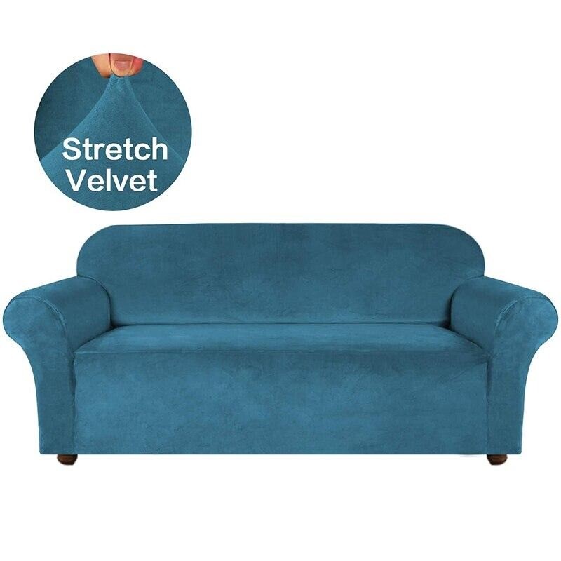 UNUSED matching teal velvet elasticated covers for twoseater sofa and