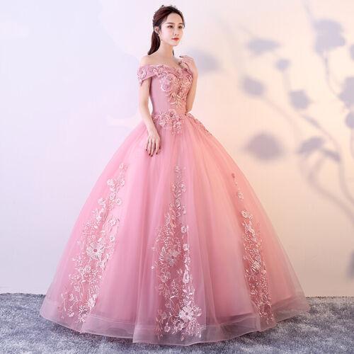 Women/'Sweet Cocktail Sweet Prom Dress Sleeveless Lace Mesh Bubble Ball Gown Pink