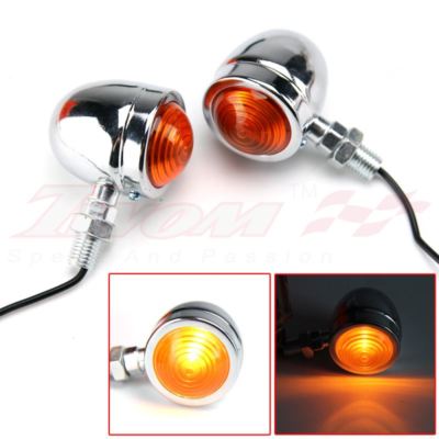 2X Universal Motorcycle Turn Signal Indicators Blinker Amber Light Chrome Metal