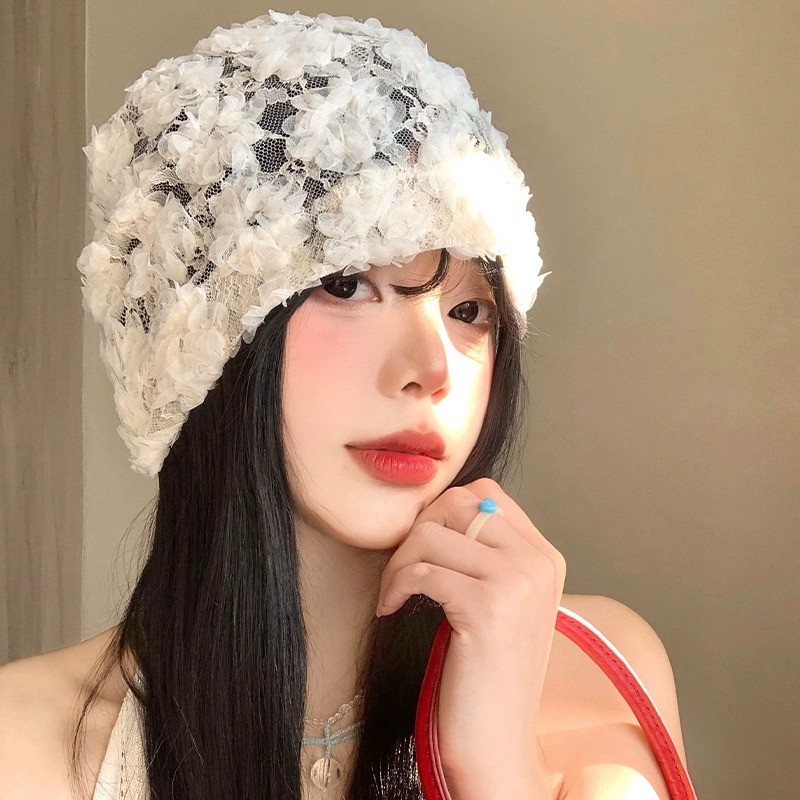 Women Beanie Cap Girls Hat Headwear Floral Ethnic Cap Casual Sweet Fashion Multi