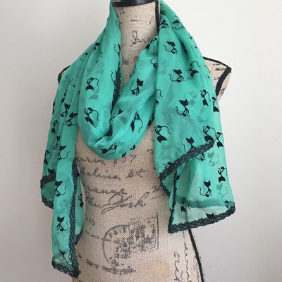 Womens Cute Cat Print Long Scarf Wrap Shawl Neck Scarves