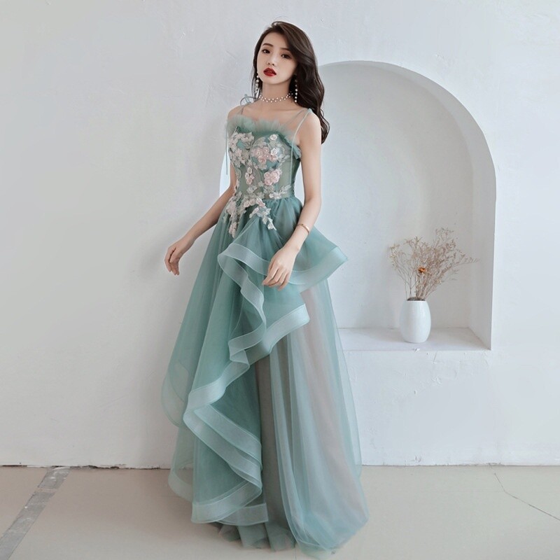 Mori Girl Lady Long Dress Floral Lolita Fairy Princess Evening Party Elegant