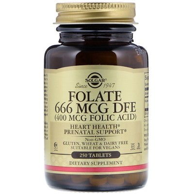 Solgar Folsäure 400mcg 250 Tabletten Herzgesundheit Pränatale Unterstützung
