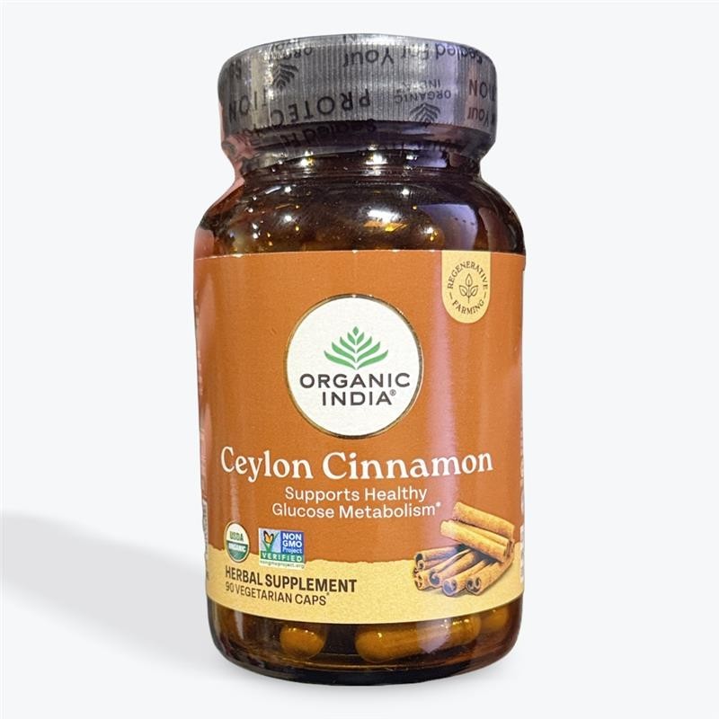 Organic India Ceylon Cinnamon, 90 Vegetarian Caps (325 mg per Capsule)