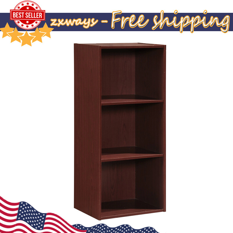 3-Shelf Narrow Bookcase Storage Cabinet Organizer Display Sh