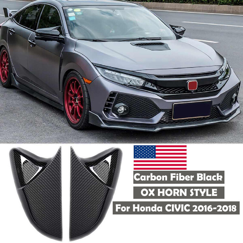FOR 2016-2021 HONDA CIVIC CARBON FIBER SIDE VIEW MIRROR REPLACEMENT COVER CAP AD