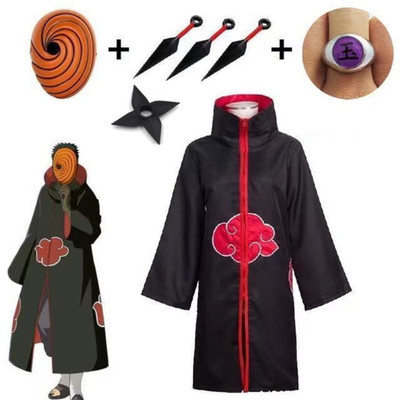 Costume Naruto Cosplay Obito Abito Akatsuki per Halloween Carnevale