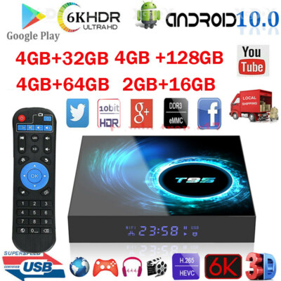 6K T95 Android 10.0 TV Box 2+16GB, 4+32GB, 4+64GB, 4+128GB 5G WLAN Bluetooth 5.0